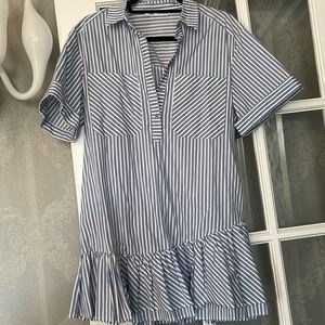 Zara Blue and White Striped Dress